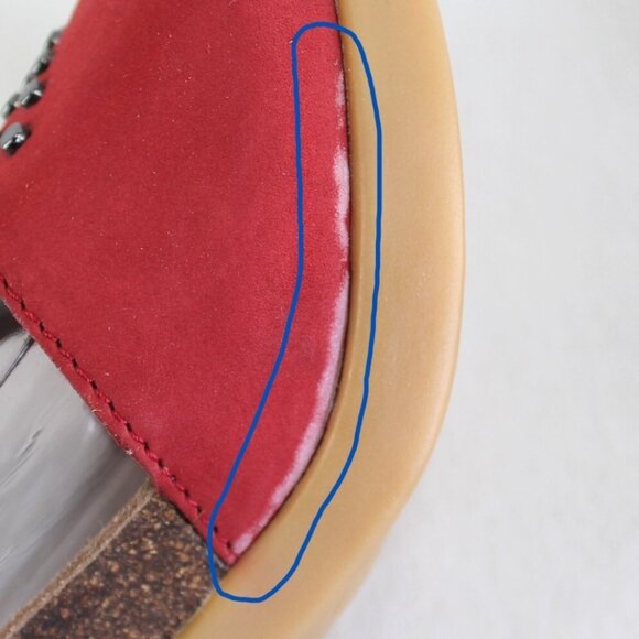 Dansko Deandra Sandals Womens Size 38 US 8 Red Studded Leather Block Heel - Picture 8 of 11